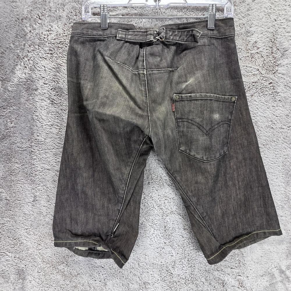 VTG Levis Engineered Shorts Mens 30 Gray Charcoal Twisted Buckle Back 14" Inseam